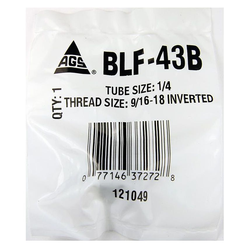 AGS BLF-43 Steel Tube Nut, 1/4 (9/16-18 Inverted), 10/bag