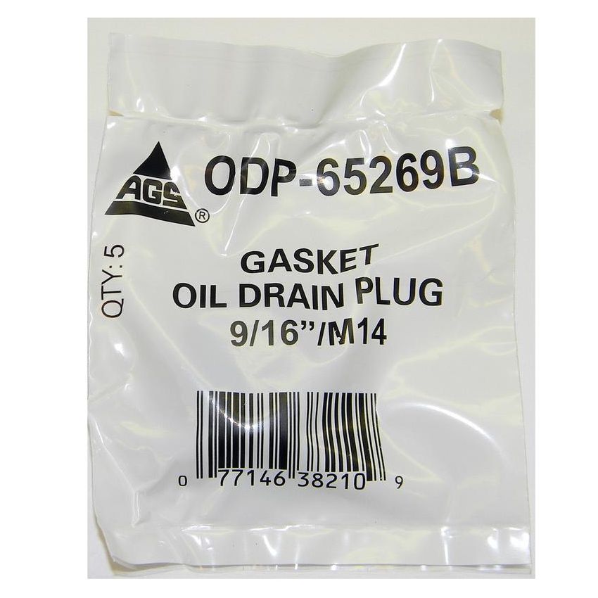 AGS ODP-65269B Accufit Oil Drain Plug Gasket Metal/Rubber 9/16in/M14, 5 per Bag
