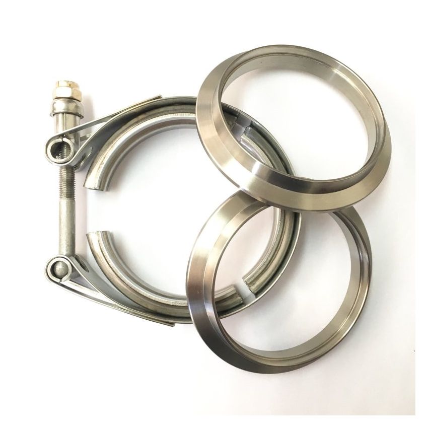 Ticon Industries 3.0in Titanium V-Band Clamp Assembly (2 Flanges/1 Clamp)