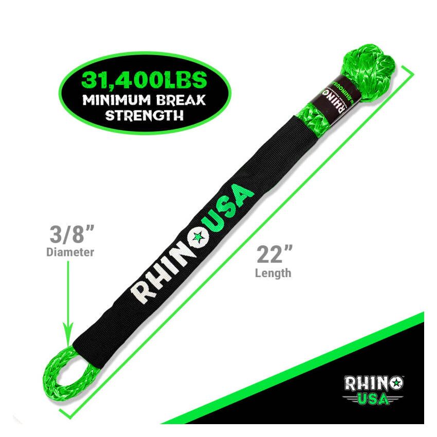 Rhino USA SFTSHACK38-GRN-2 Synthetic Soft Shackle (2Pk 3/8InX22In) (Green)