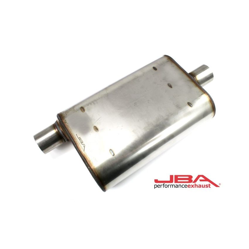 JBA Universal Chambered Style 304SS Muffler 13x9.75x4 2.5in Inlet Diameter Offset/Center