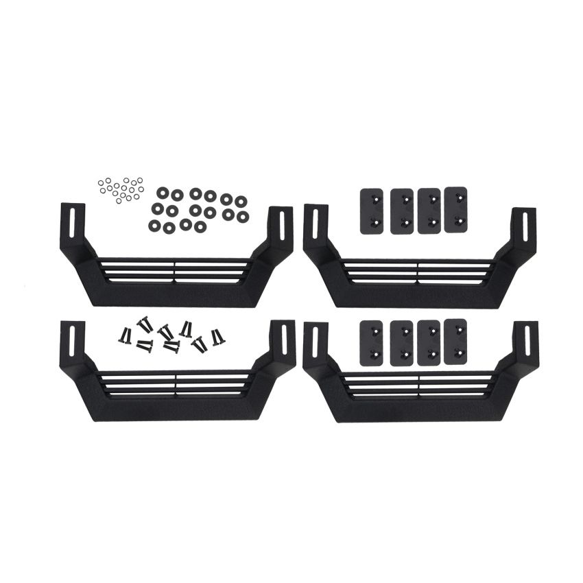 Rampage 1999-2019 Jeep Rock Rail Short Step Universal 4 Piece Set - Black