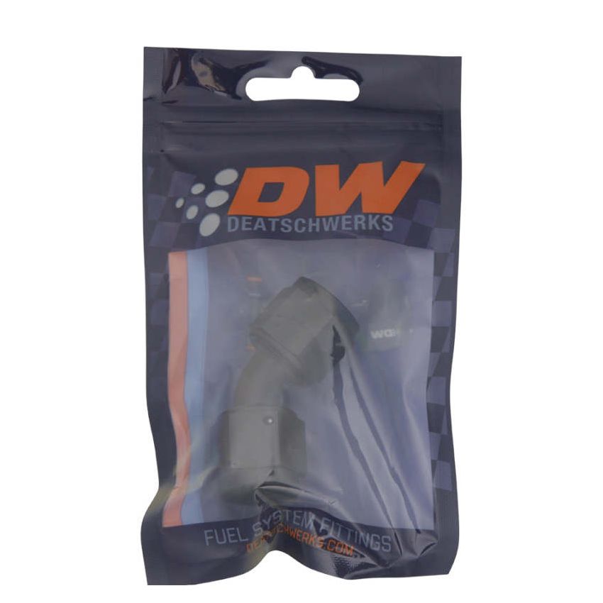 DeatschWerks 8AN Flare Female Swivel 45-Degree to 8AN Flare Female Swivel - Anodized Matte Black