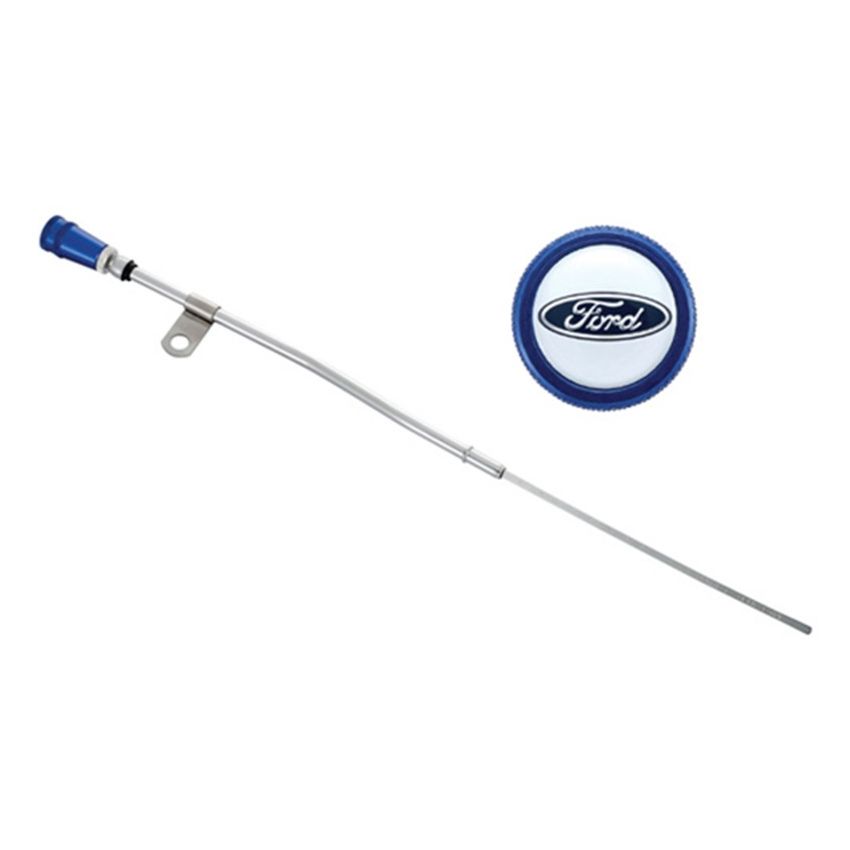 FORD FRD302-400 Engine Oil Dipstick Assy Chrome w/Blue Alm Handle
