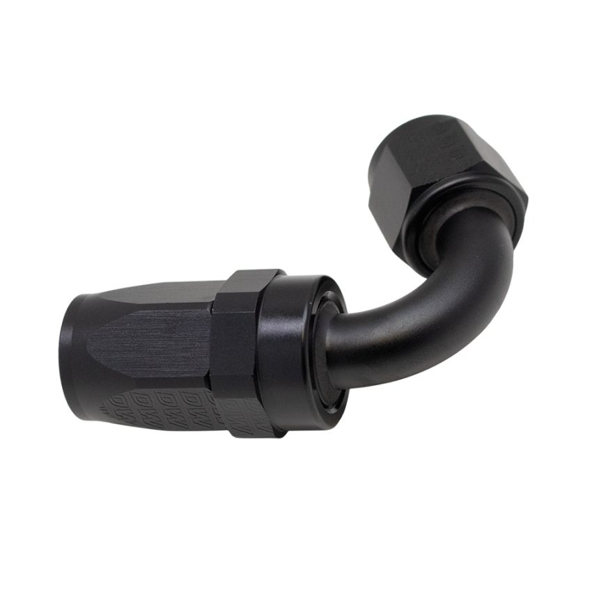 DeatschWerks 8 AN Female Flare Swivel 120-Degree Hose End CPE - Anodized Matte Black