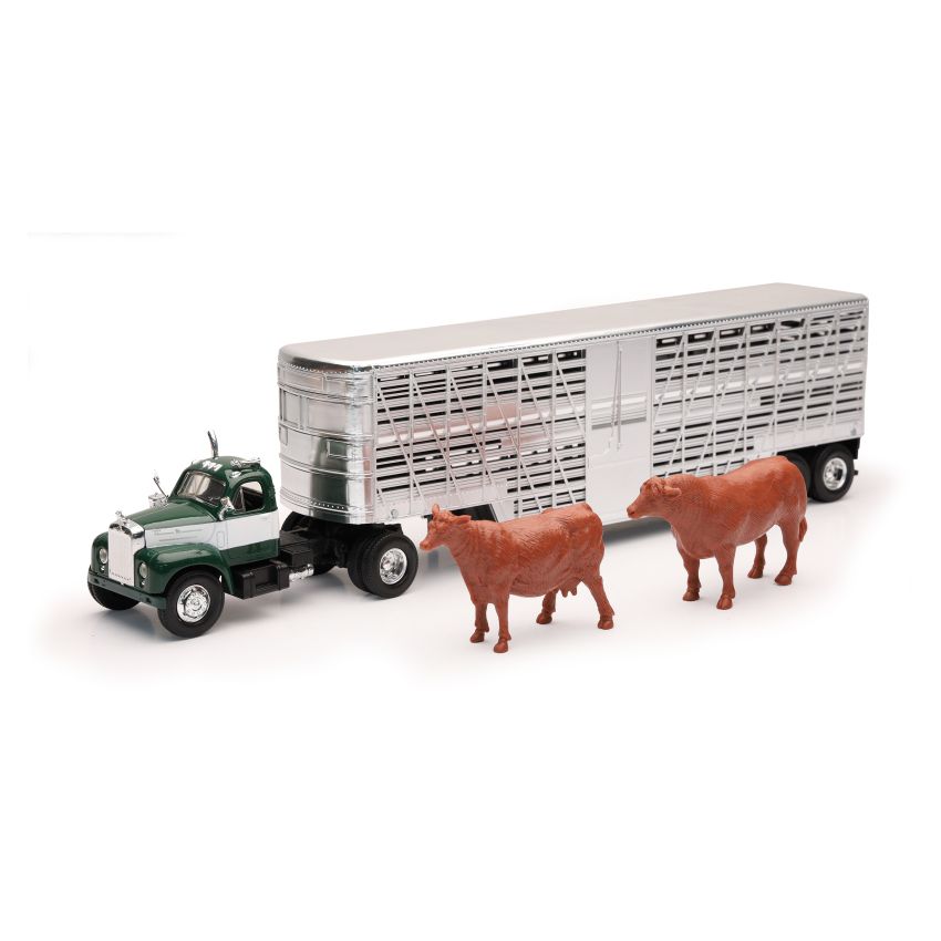 New Ray Toys SS-16116A 1953 Mack B-60 Livestock Truck with Cattle/ Scale - 1:43