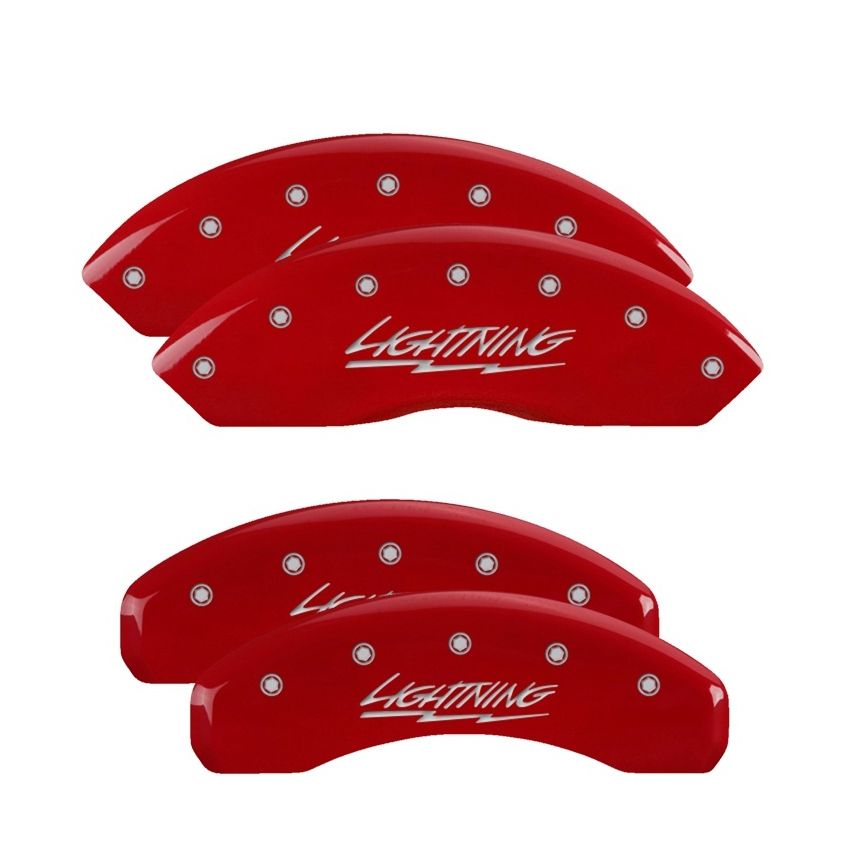 MGP 4 Caliper Covers Engraved Front & Rear Lightning Red finish silver ch