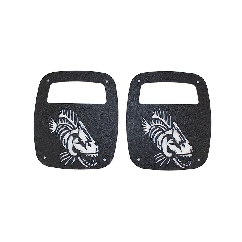 Fishbone Offroad Jeep Wrangler CJ YJ TJ Tail Light Covers - Black Textured Powdercoat