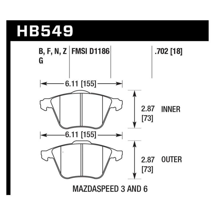 Hawk Performance HB549G.702 DTC-60 Disc Brake Pad