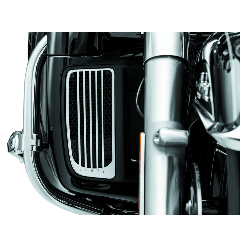 Kuryakyn 7681 Radiator Grills For Twin Cooled Models Chrome & Black (Pair)