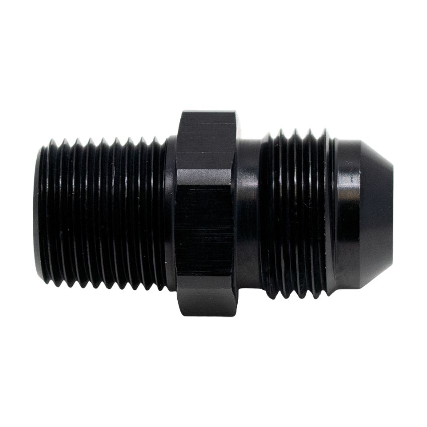DeatschWerks 8AN Male Flare to 3/8in Male NPT Adapter - Anodized Matte Black
