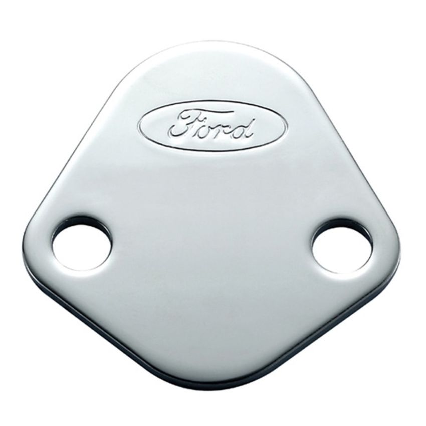 FORD FRD302-290 Fuel Pump Block-Off Plate Chrome w/Ford Logo