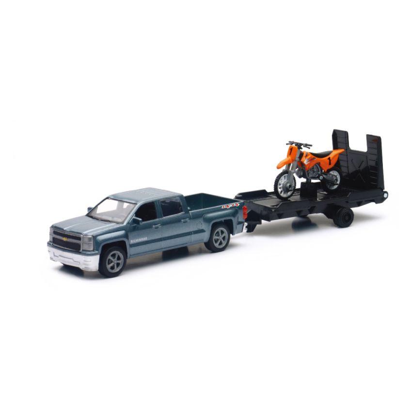 New Ray Toys 19535A Chevy Silverado Pickup with Dirt Bike/ Scale - 1:43