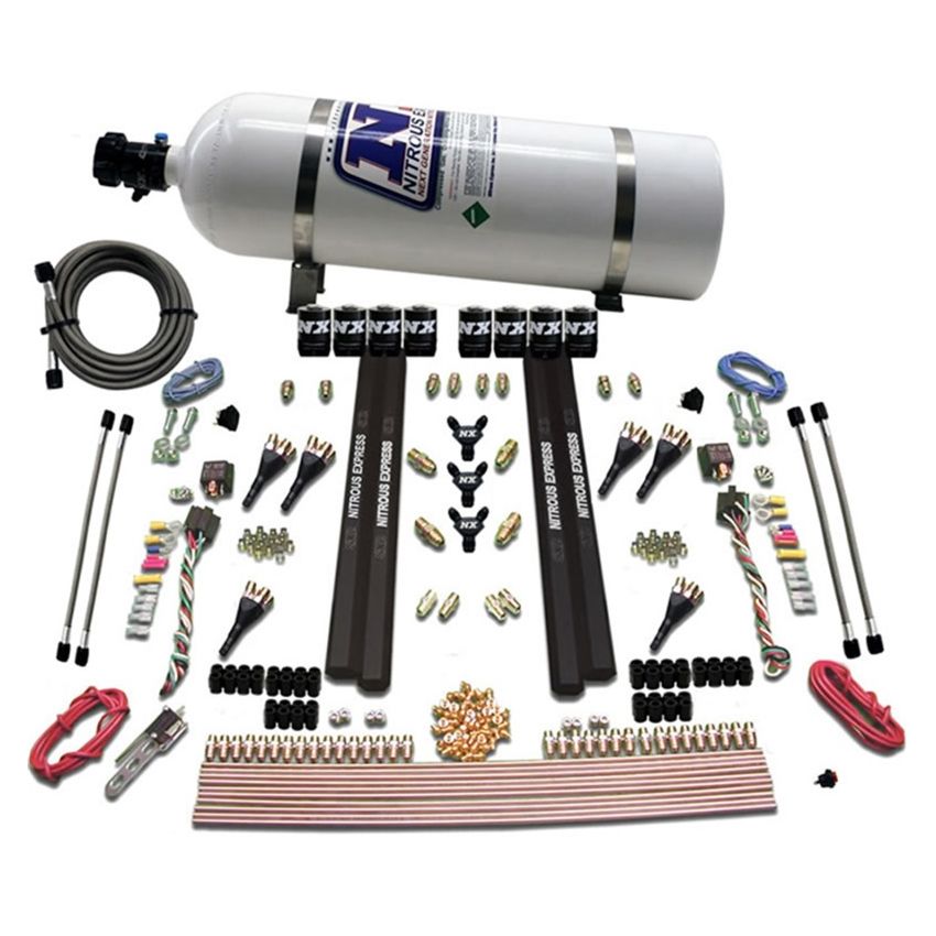 Nitrous Express 90096-15 6-CYL. SX2 DUAL STAGE NOZZLE SYSTEM W/ 15LB BOTTLE