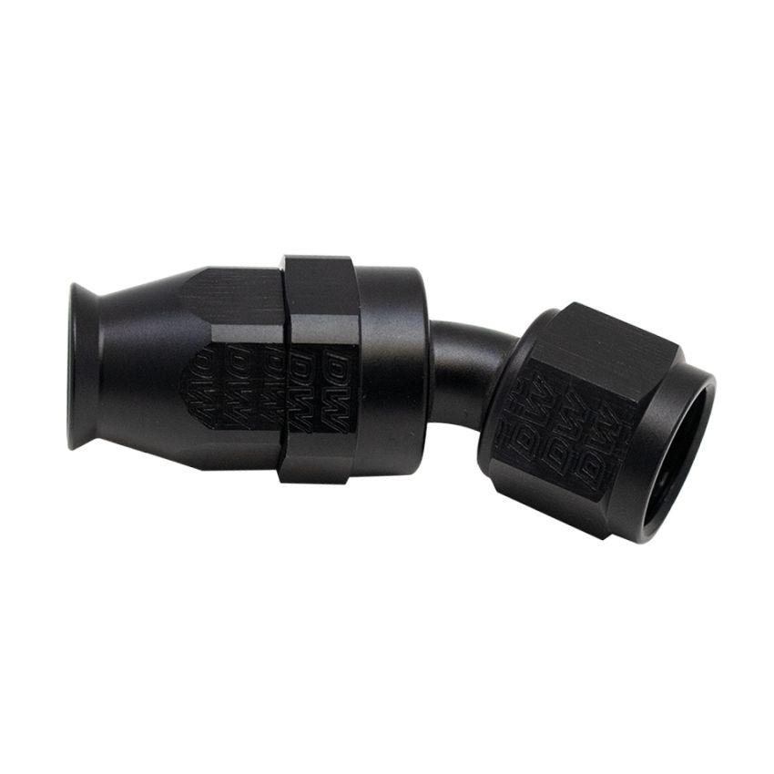 DeatschWerks 8 AN Female Flare Swivel 30-Degree Hose End PTFE - Anodized Matte Black