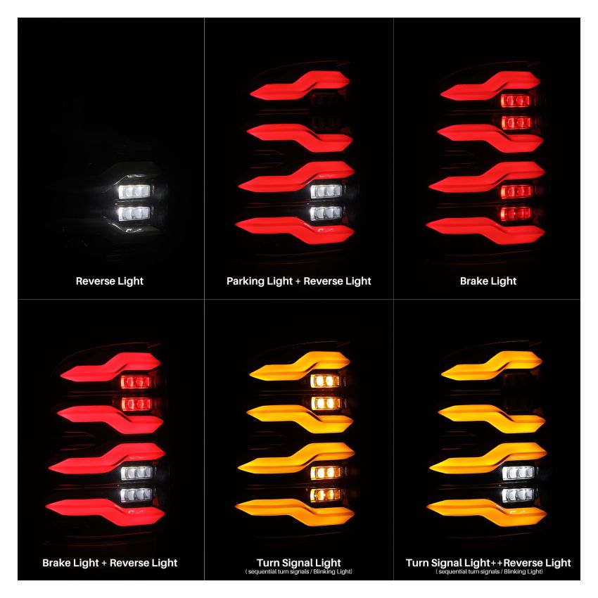 AlphaRex 640004 09-18 Dodge Ram Luxx-Series LED Tail Lights Black w/ Activation Light & Sequential Signal