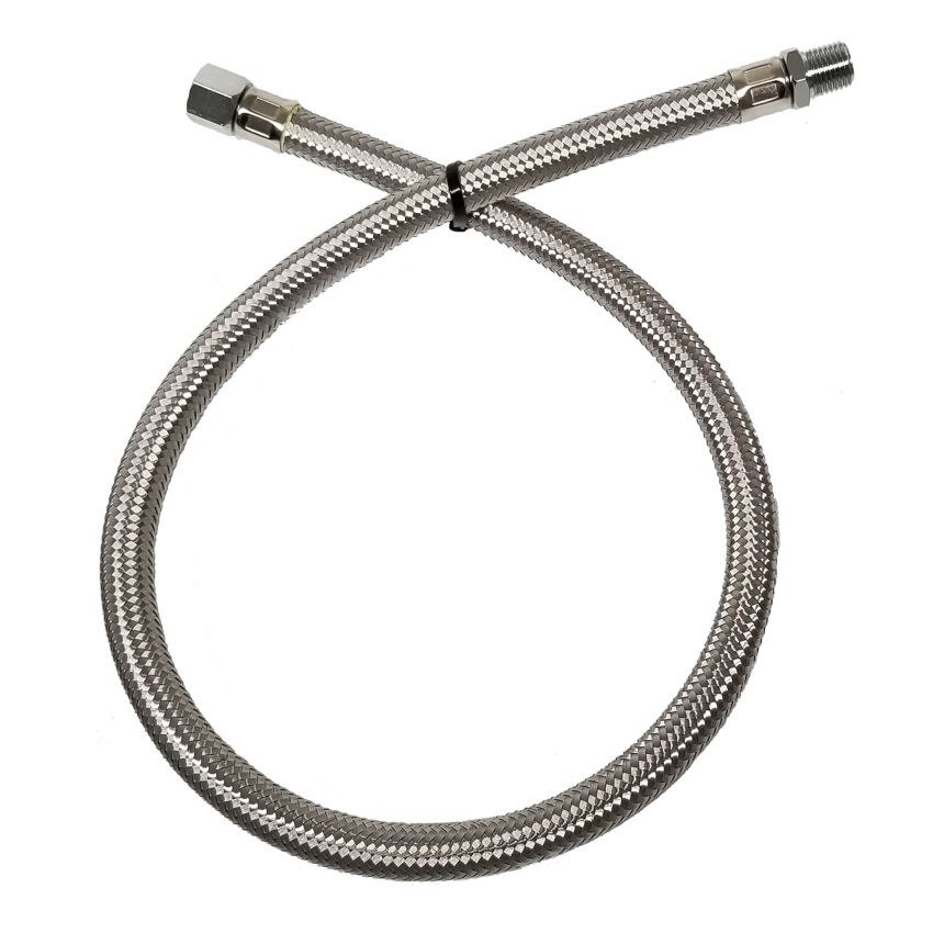 Kleinn Air Horns 30203 Kleinn 28In Stainless Steel Braided Leader Hose Extension - 1/4In F NPT Inlet/ 1/4In M NPT Outlet