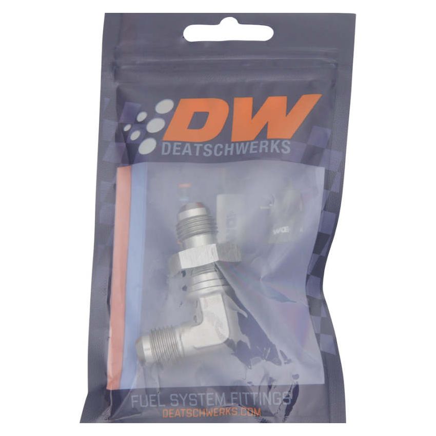 DeatschWerks 6AN Male Flare To 6AN Male Flare Bulkhead Adapter 90-Degree (Incl. Nut)