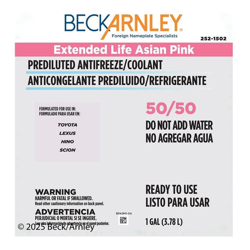BECK/ARNLEY 252-1502 COOLANT  PINK