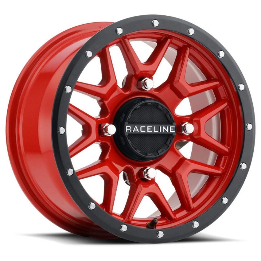 Raceline A94R Krank 14x7in / 4x137 BP / 10mm Offset / 110.18mm Bore - Red & Black Lip Wheel