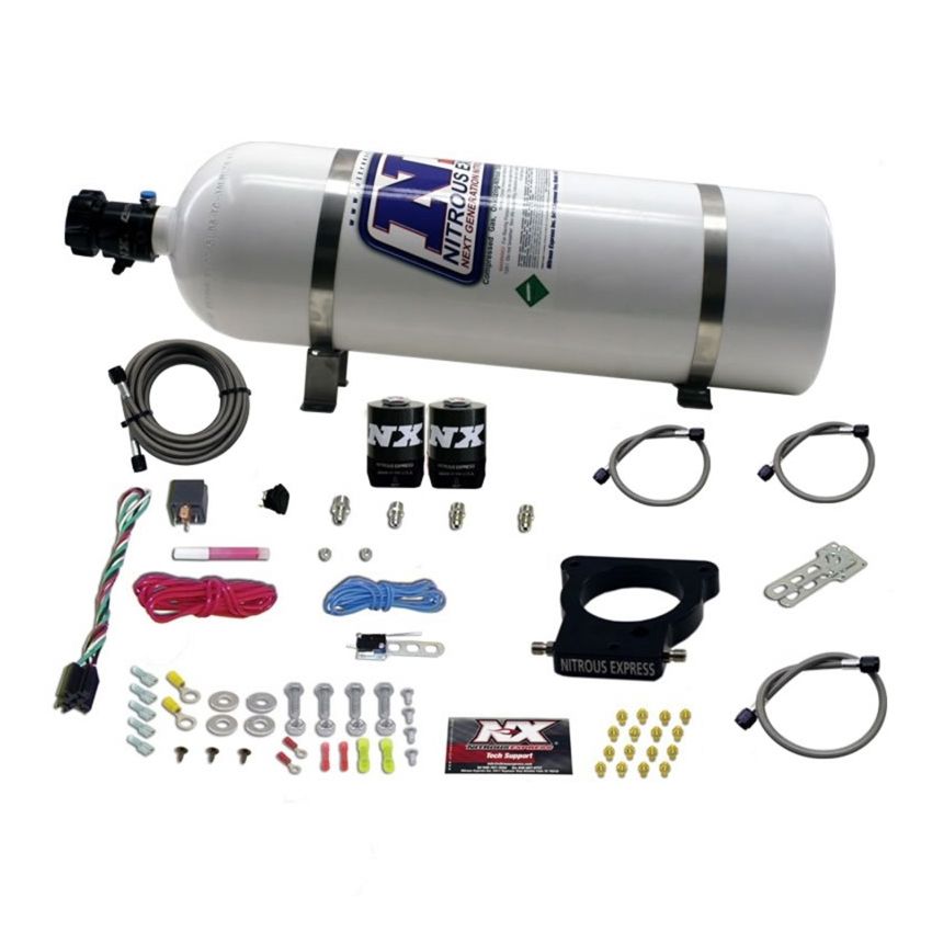Nitrous Express GM LS 78mm 3-Bolt Nitrous Plate Kit (50-350HP) w/15lb Bottle
