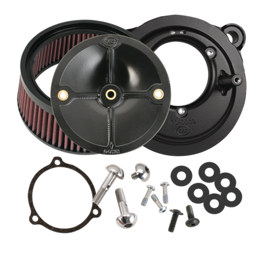 S&S Cycle 170-0164 2008+ BT w/ S&S 58mm Throttle Body Stealth Air Cleaner Kit w/o Cover
