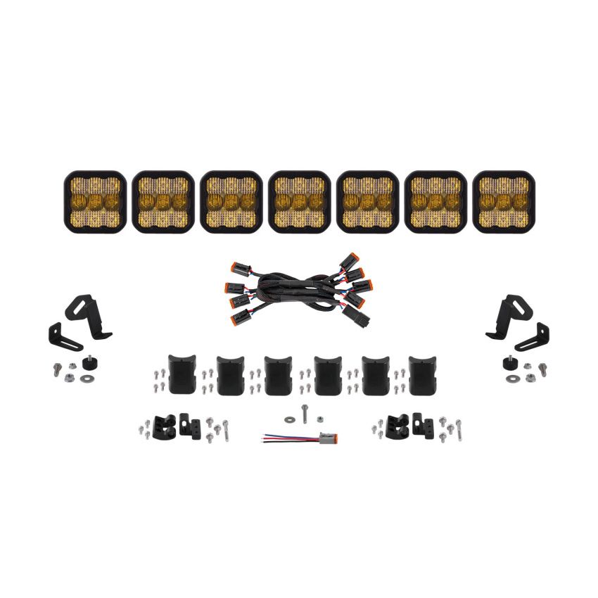 Diode Dynamics DD7247 SS5 Pro Universal CrossLink 7-Pod Lightbar - Yellow Combo