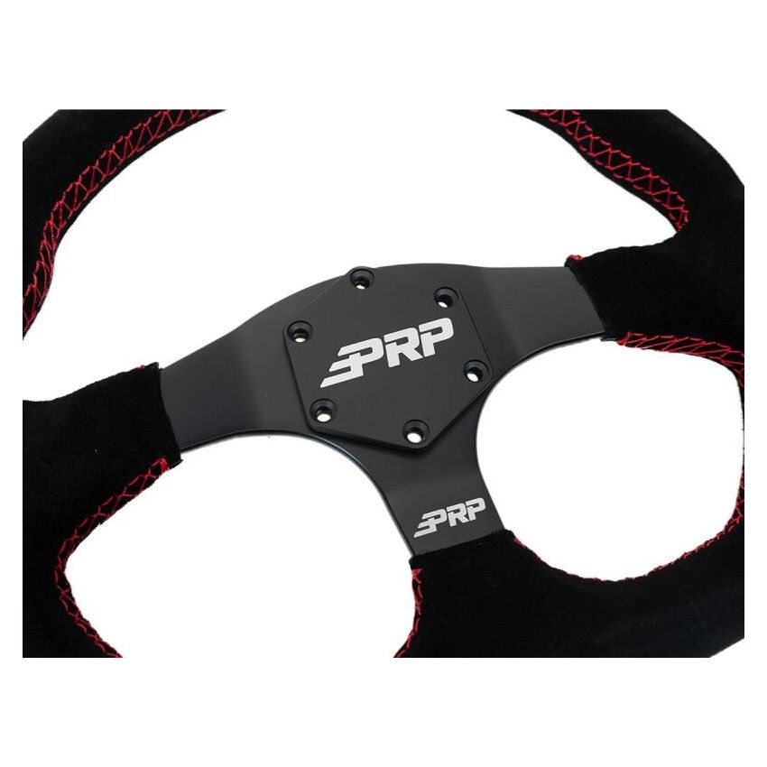 PRP Seats G253 PRP Suede D-Shape Steering Wheel - Red