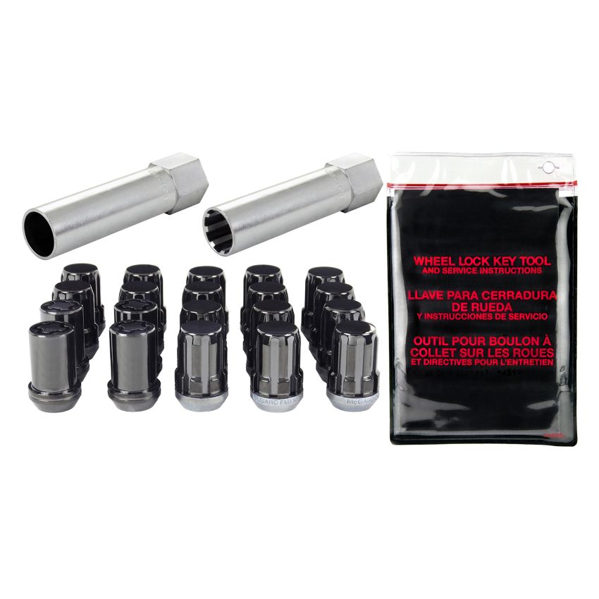 McGard SplineDrive Tuner 5 Lug Install Kit w/Locks & Tool (Cone) M12X1.5 / 13/16 Hex - Blk