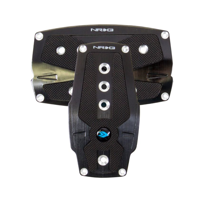 NRG Brushed Aluminum Sport Pedal A/T - Black w/Black Rubber Inserts