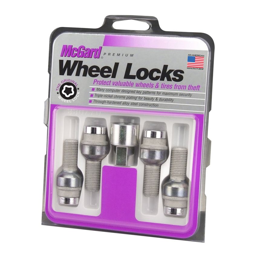 McGard Wheel Lock Bolt Set - 4pk. (Radius Seat) M14X1.5 / 17mm Hex / 28.2mm Shank Length - Chrome