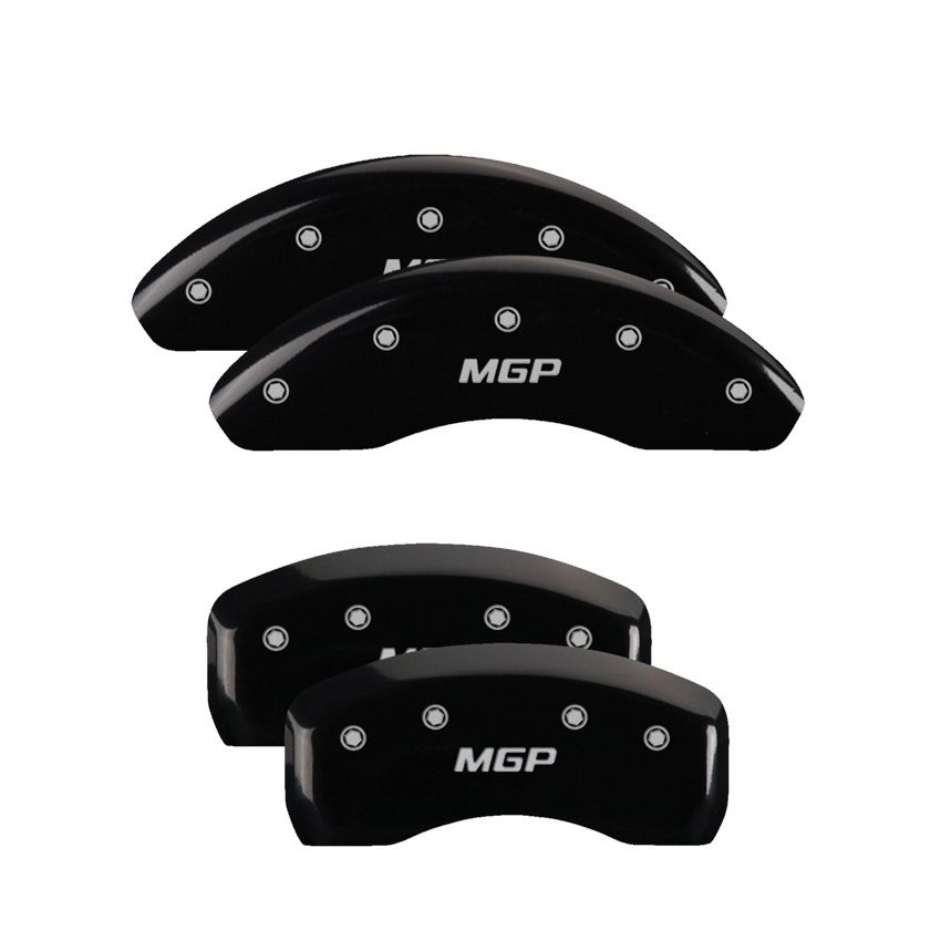 MGP 16226SMGPBK 4 Caliper Covers Engraved Front & Rear  Black finish silver ch