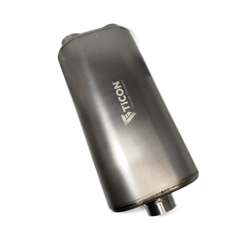 Ticon 116-06323-0120 Industries 17in Overall Length 2.5in Oval Titanium Muffler - 2.5in Center In/Dual Outlet