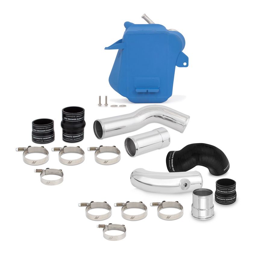 Mishimoto 11-16 Ford 6.7L Powerstroke Air-To-Water Intercooler Kit - Wrinkle Blue w/ Polished Pipes