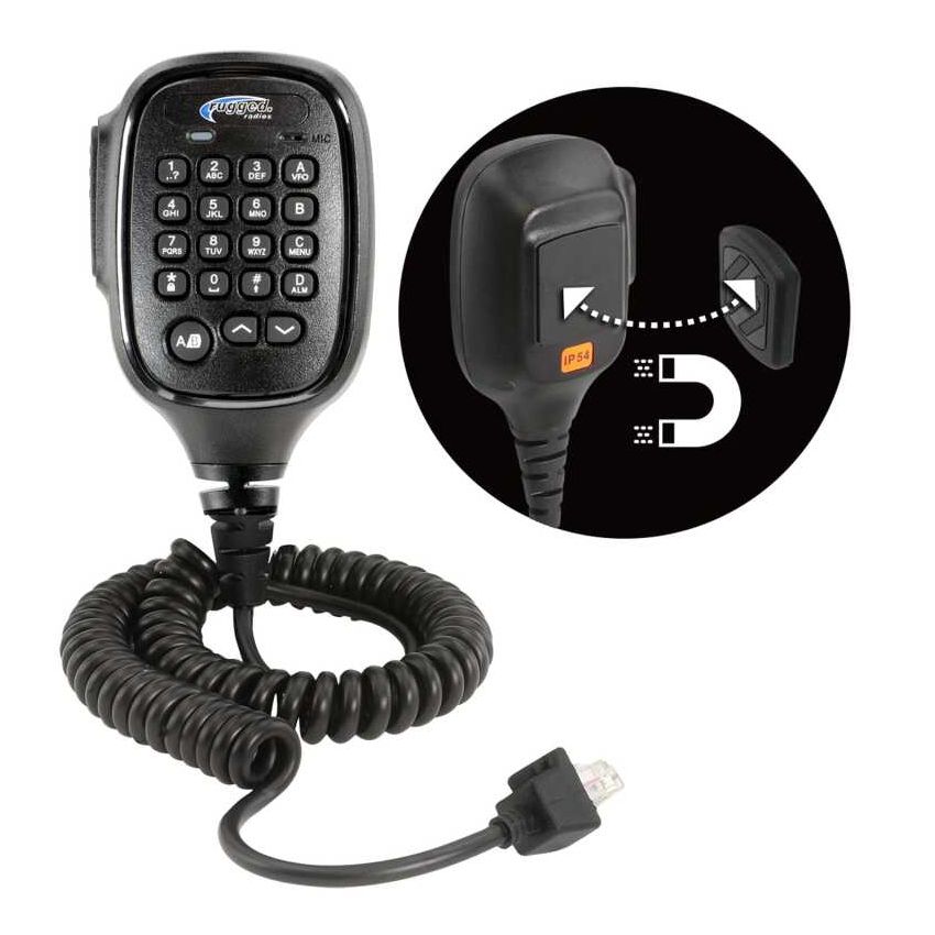 Rugged Radios HM-RDM-MM Hand Mic for RDM-DB Mobile Radios with Scosche Surface Magnetic Mount