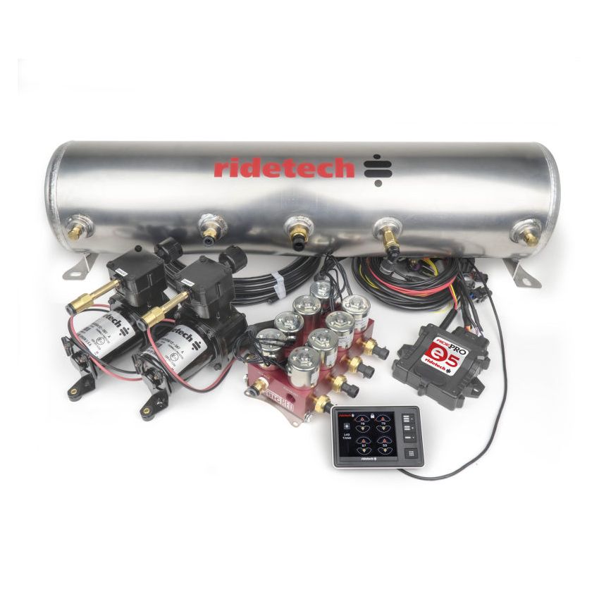 Ridetech 30534700 RidePro E5 Air Ride Control System 5 Gal Dual Compressor High Flow Big Red 3/8in Valves