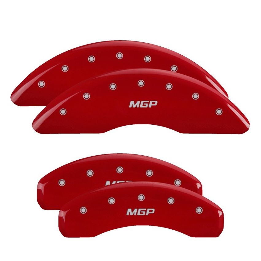 MGP 25002SMGPRD 4 Caliper Covers Engraved Front & Rear  Red finish silver ch