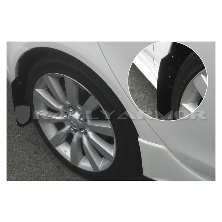 Rally Armor 2007+ Mitsubishi Lancer (doesn't fit Sportback) Basic Black Mud Flap w/ Black Logo