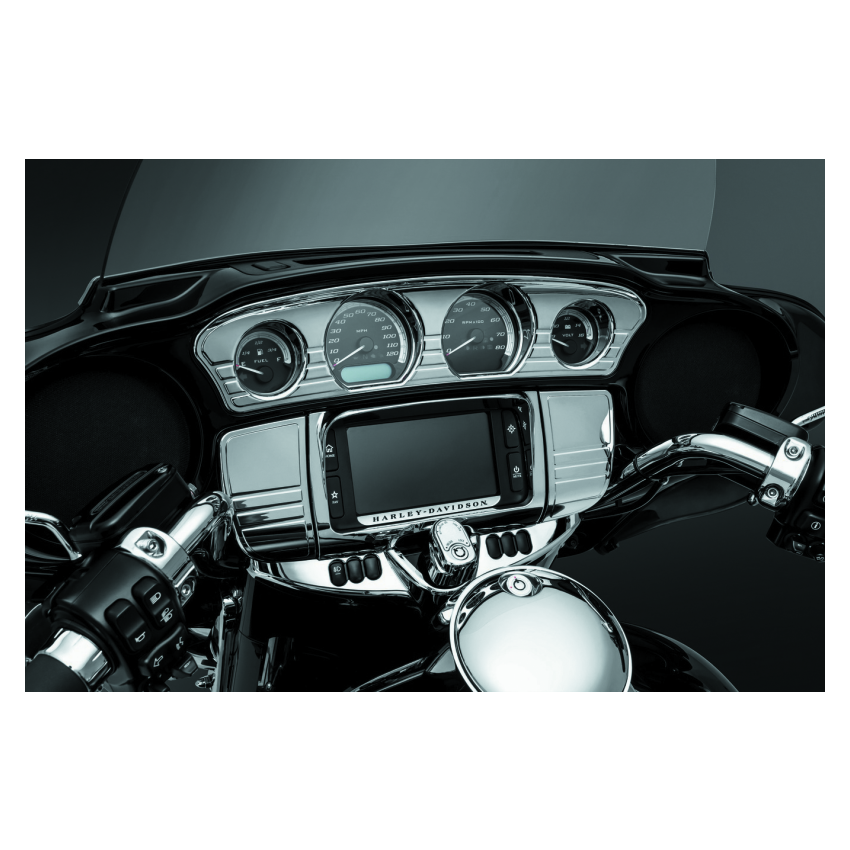 Kuryakyn 7240 Deluxe Tri-Line Stereo Trim Kit 14-Up Touring Models Chrome
