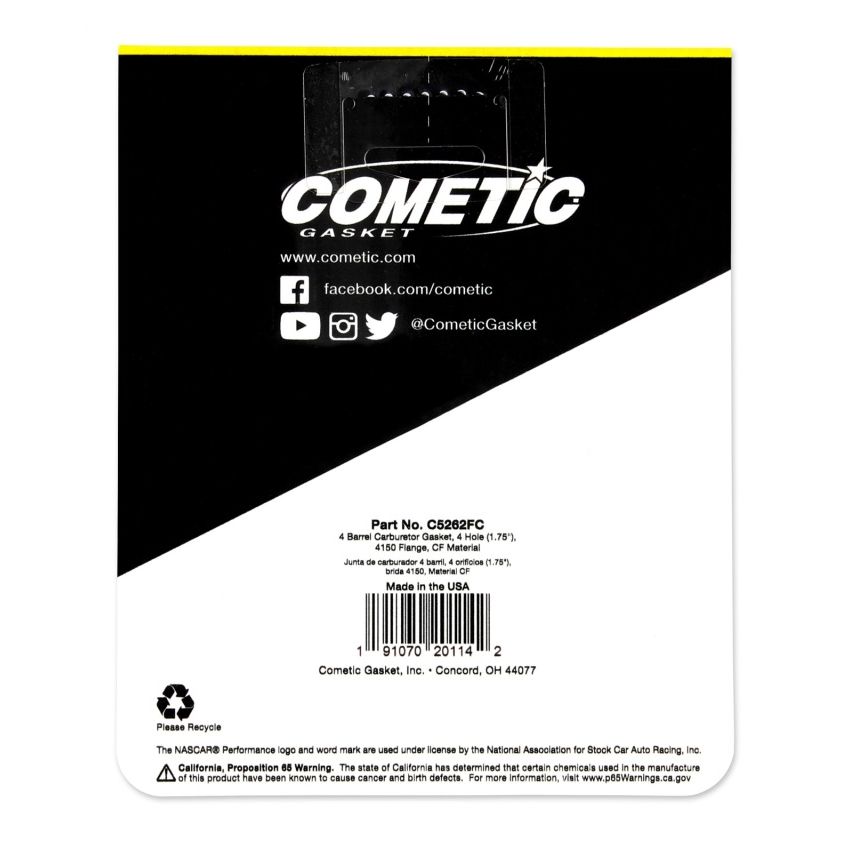 COMETIC GASKETS CAGC5262 Carb Base Plate Gasket 4-Hole .047 Thick 4150