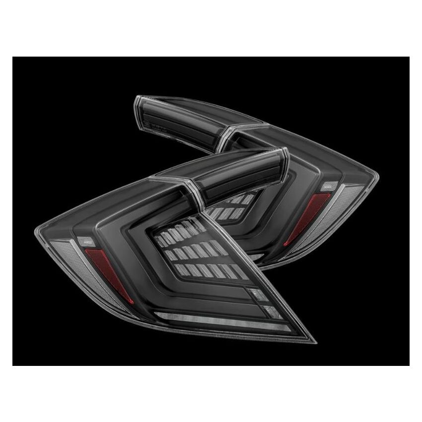 AlphaRex 676000 16-21 Honda Civic Hatchback/ Type-R FK8 Nova-Series LED Tail Lights (Pair) - Alpha Black