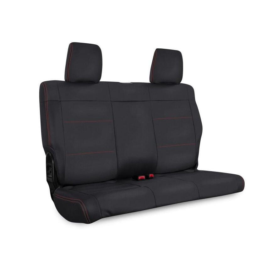 PRP 07-10 Jeep Wrangler JK Rear Seat Covers/2 door - Black with Red Stitching