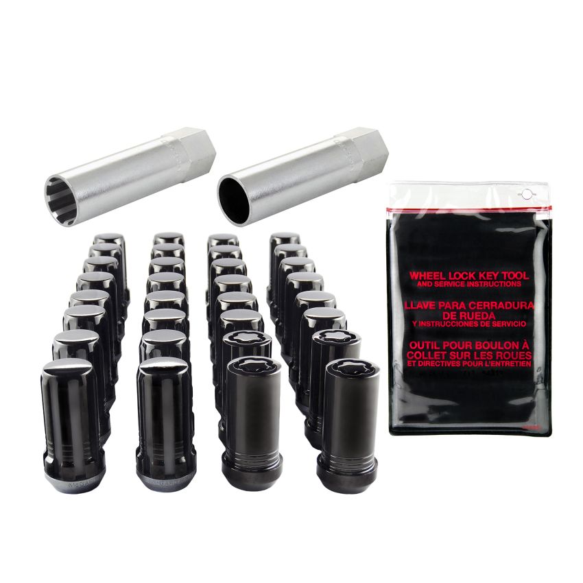 McGard SplineDrive Tuner 8 Lug Install Kit w/Locks & Tool (Cone) M14X1.5 / 1in. Hex - Blk