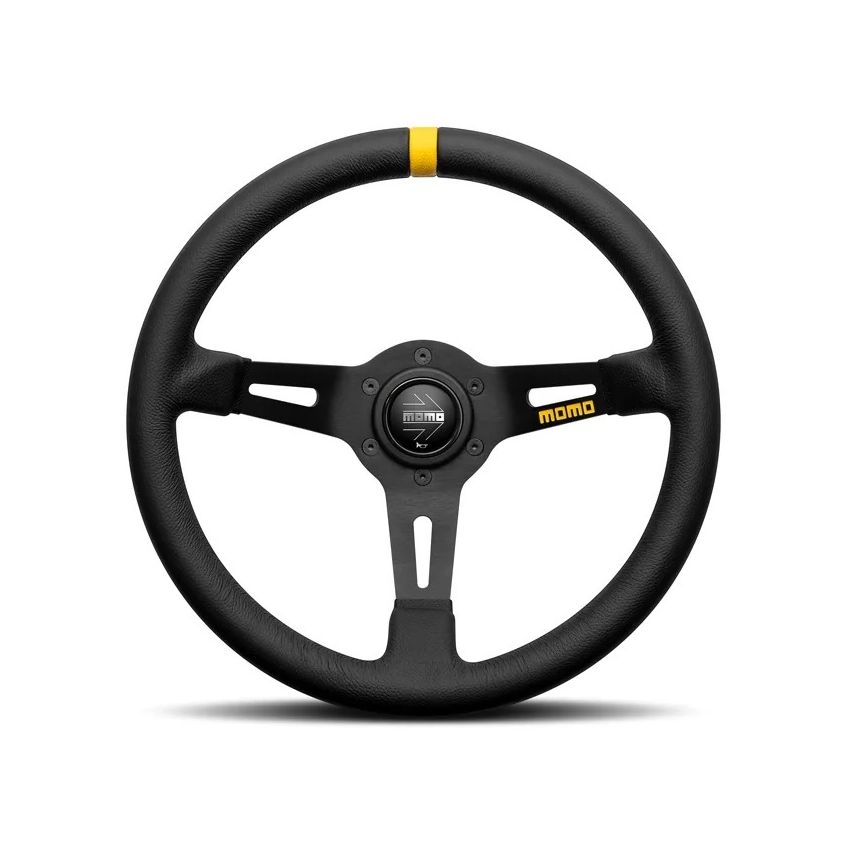 MOMO R1908/33L MOD.08 330 Diam 88 Dish Blk Leather Blk Spokes 1 Stripe