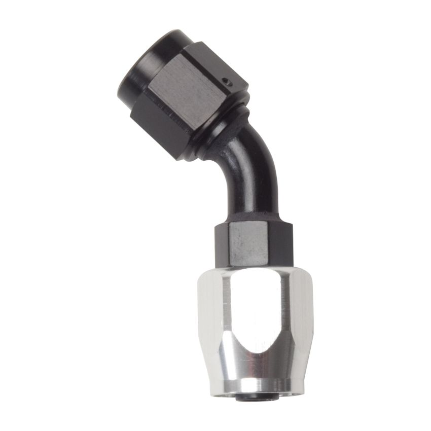 Russell Performance -10 AN Black/Silver 45 Degree Full Flow Hose End