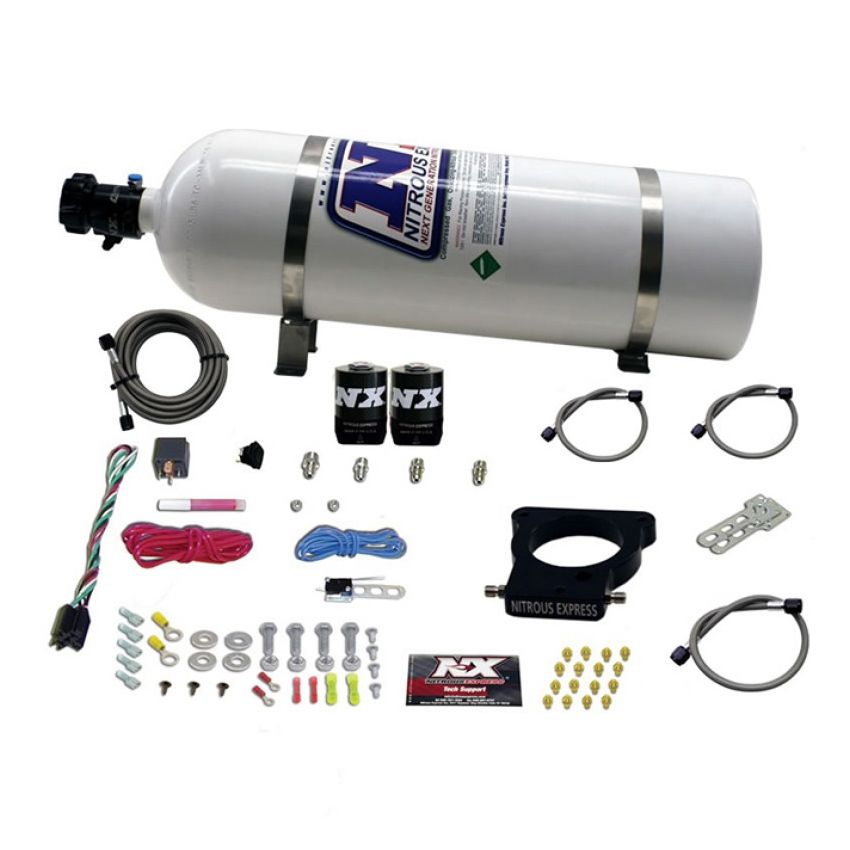 Nitrous Express GM LS 78mm 3-Bolt Nitrous Plate Kit (50-350HP) w/15lb Bottle