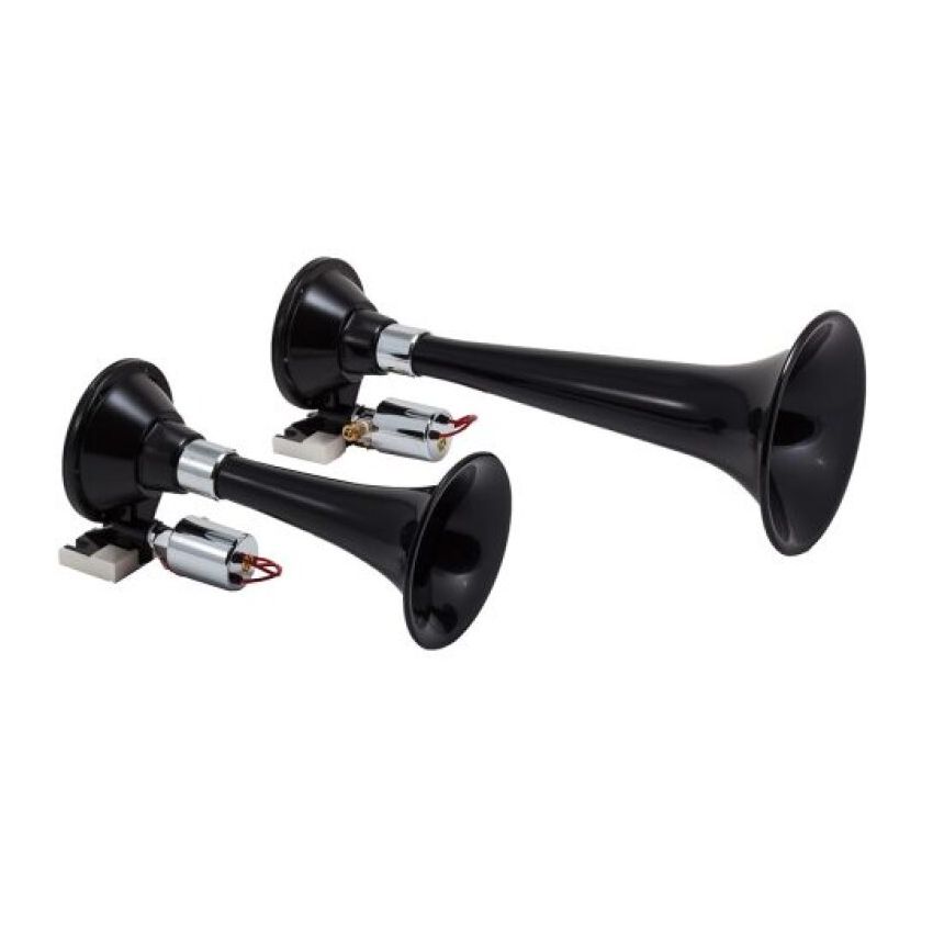 Kleinn Air Horns 220 Kleinn Black Dual Horn/ 13In/8In - High Impact ABS Trumpet/ Zinc Alloy Base