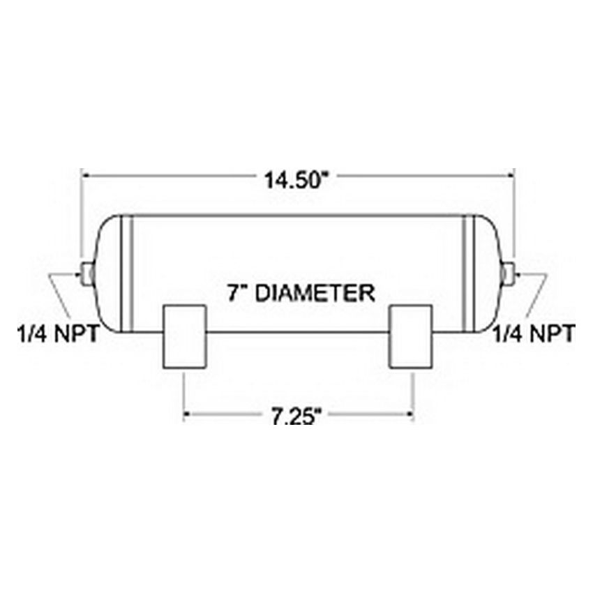 Firestone 9126 Air Tank 2 Gallon 7in. x 14.5in. (2) 1/4in. NPT Ports 150 PSI Max - Black (WR17609126)
