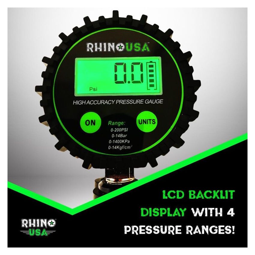 Rhino USA RGAUGE-0200 200 Psi Digital Tire Inflator Gauge