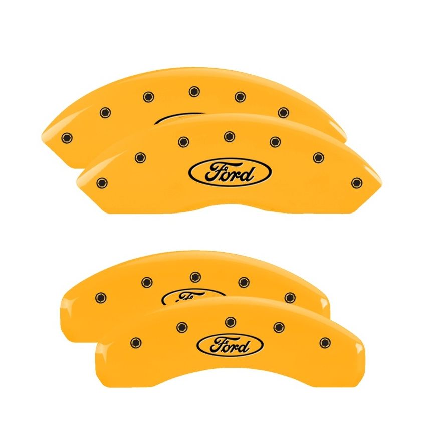 MGP 4 Caliper Covers Engraved Front & Rear Oval Logo/Ford Yellow Finish Black Char 2008 Ford F-150